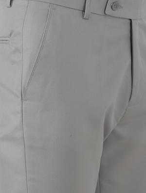 grey solid flat front formal trouser - 17684823 - Standard Image - 5