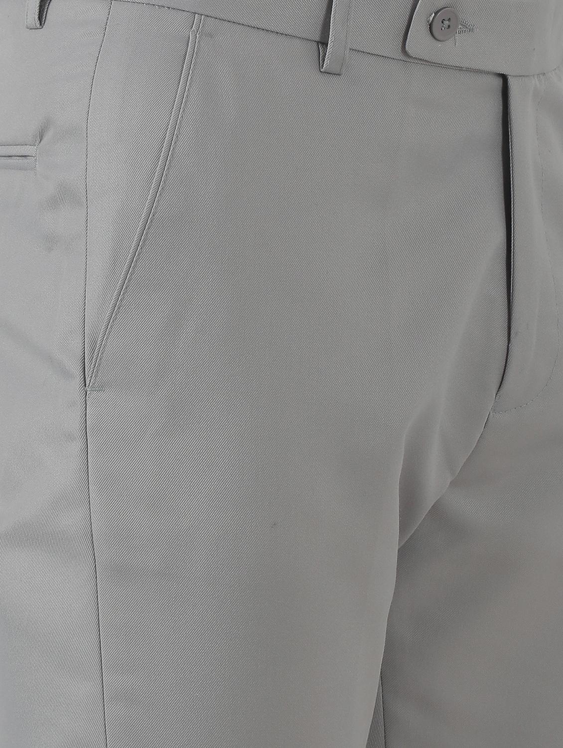 grey solid flat front formal trouser - 17684823 - Zoom Image - 5