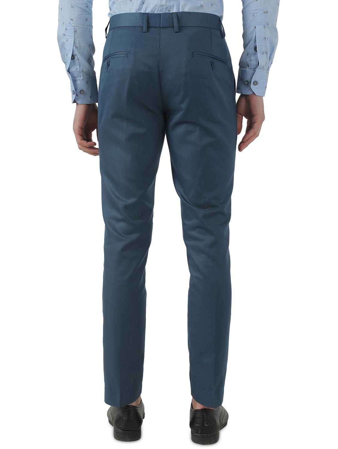 navy blue solid flat front formal trouser - 17684825 - Zoom Image - 3