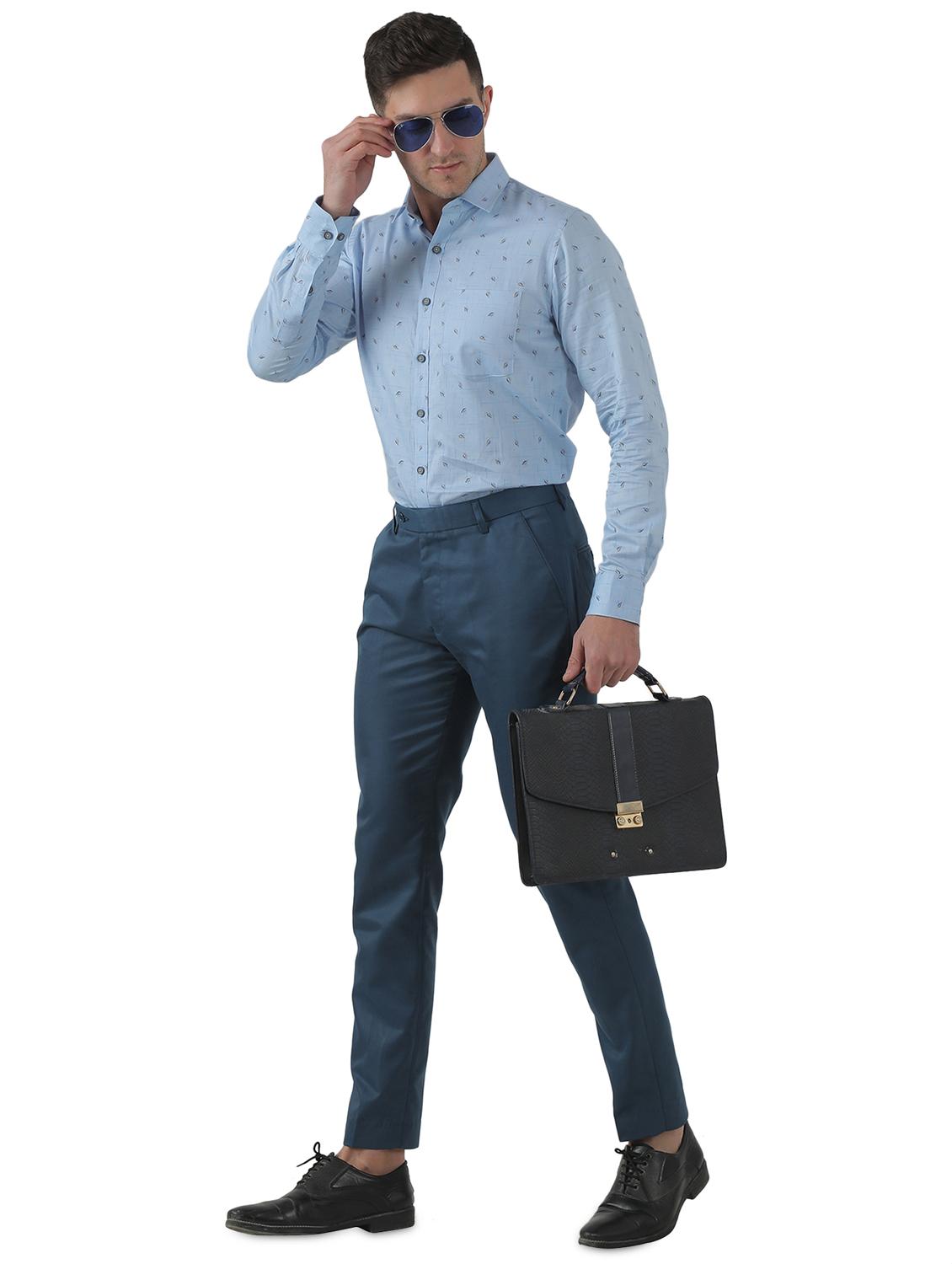 navy blue solid flat front formal trouser - 17684825 - Zoom Image - 4