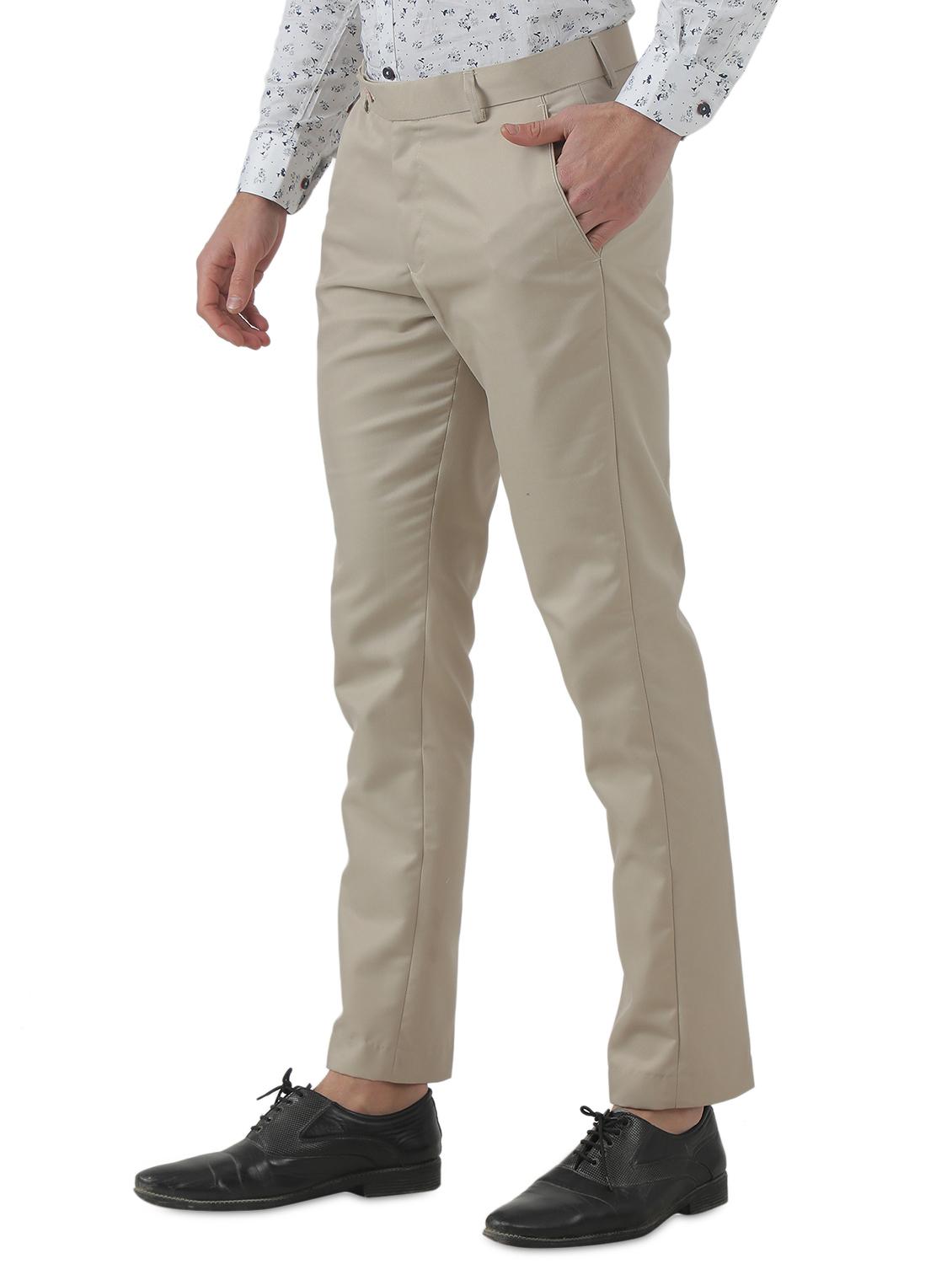 taupe solid flat front formal trouser - 17684833 - Zoom Image - 2