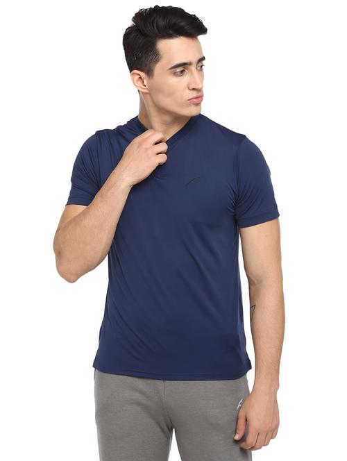 navy blue solid sports t-shirt - 17684851 - Standard Image - 1