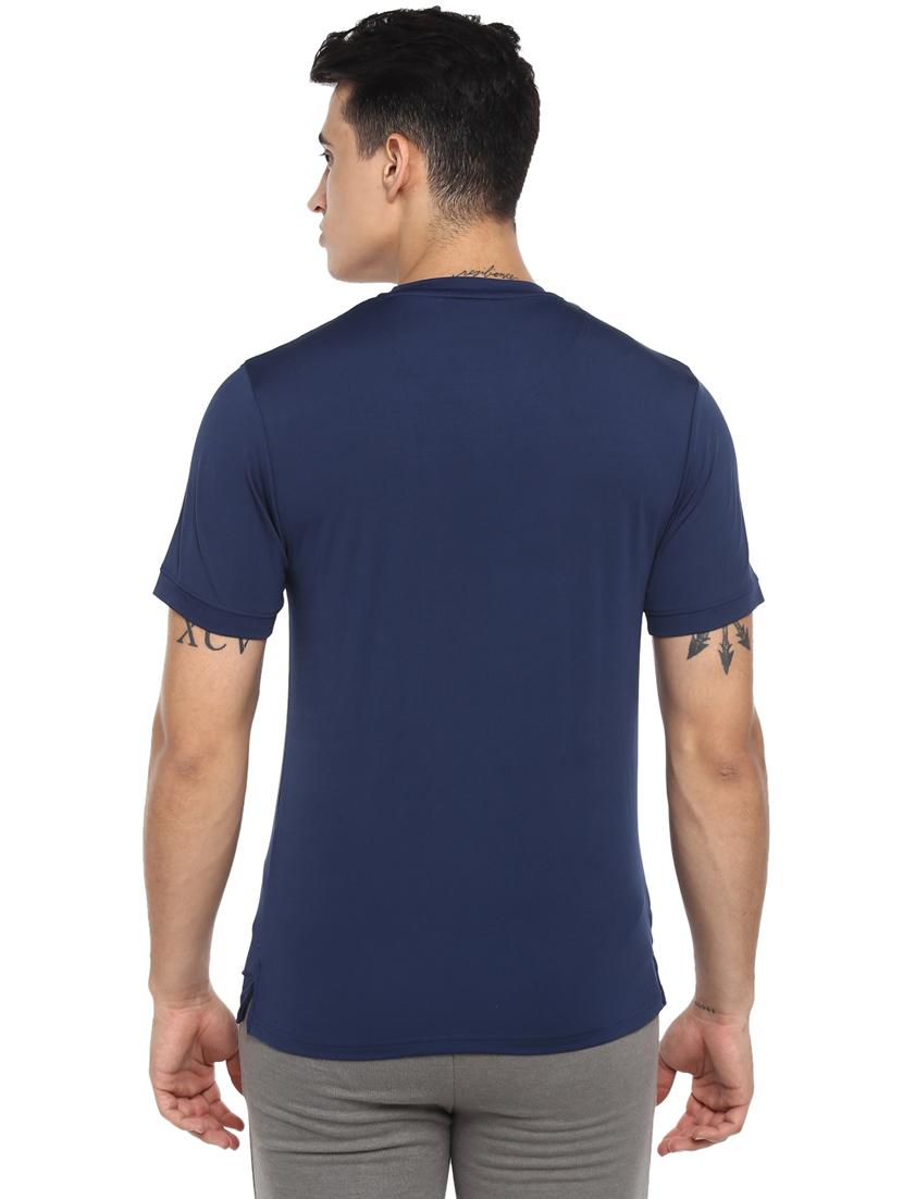 navy blue solid sports t-shirt - 17684851 - Zoom Image - 3
