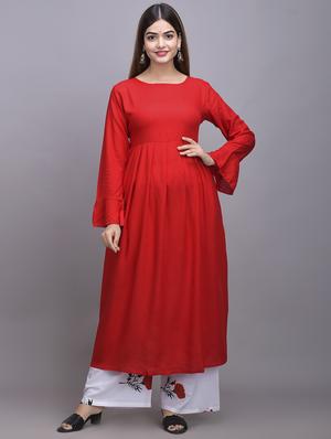 solid flared kurta - 17684887 - Standard Image - 3