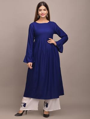 solid flared kurta - 17684889 - Standard Image - 3
