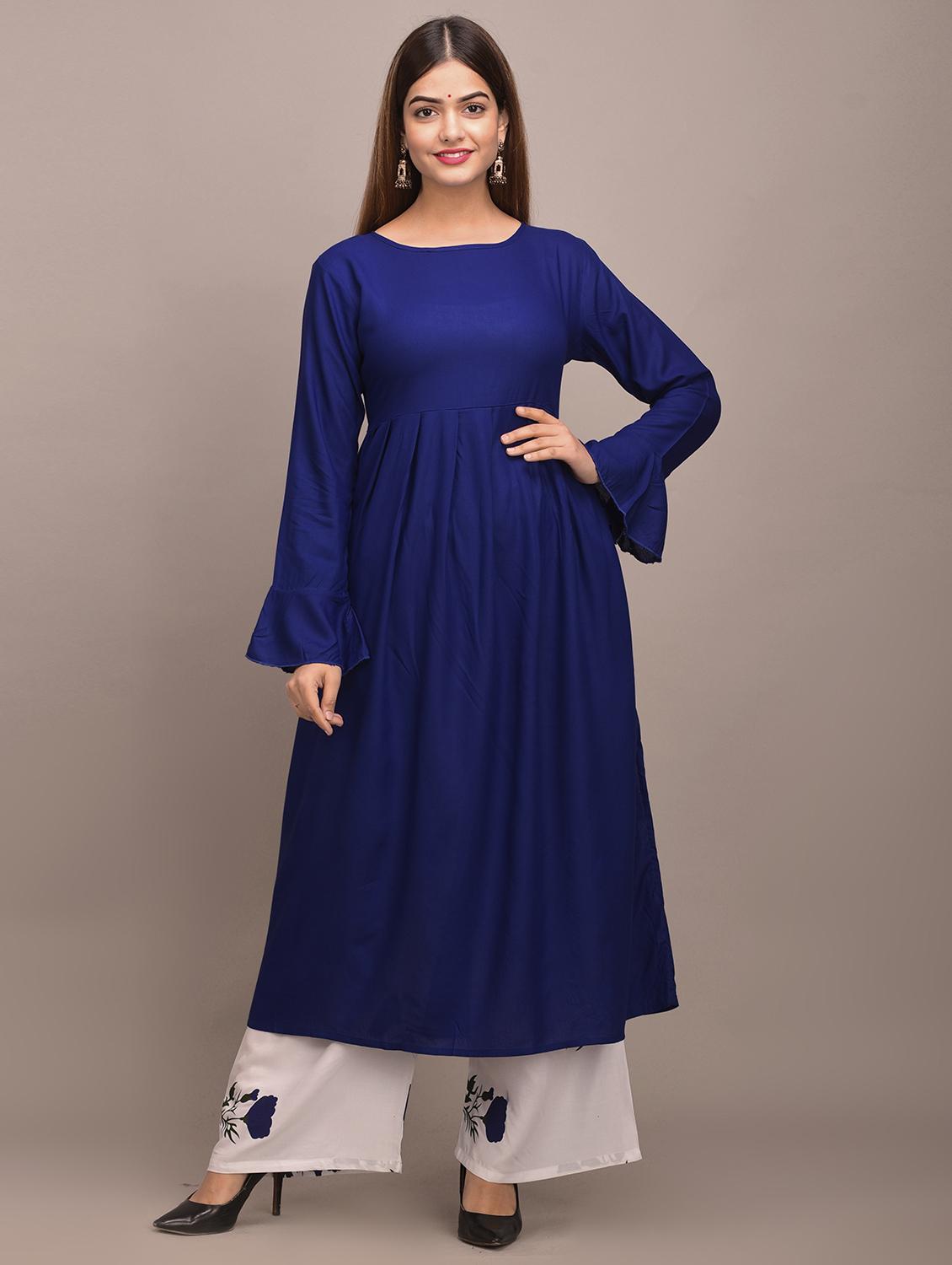 solid flared kurta - 17684889 - Zoom Image - 3