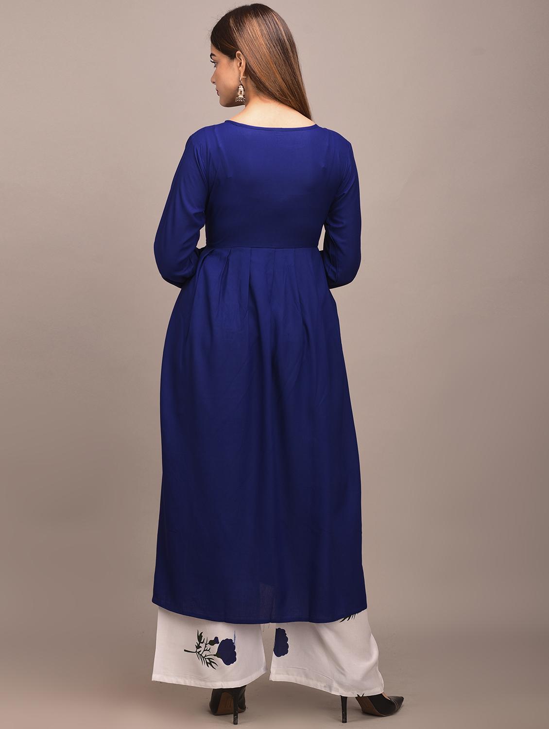 solid flared kurta - 17684889 - Zoom Image - 4