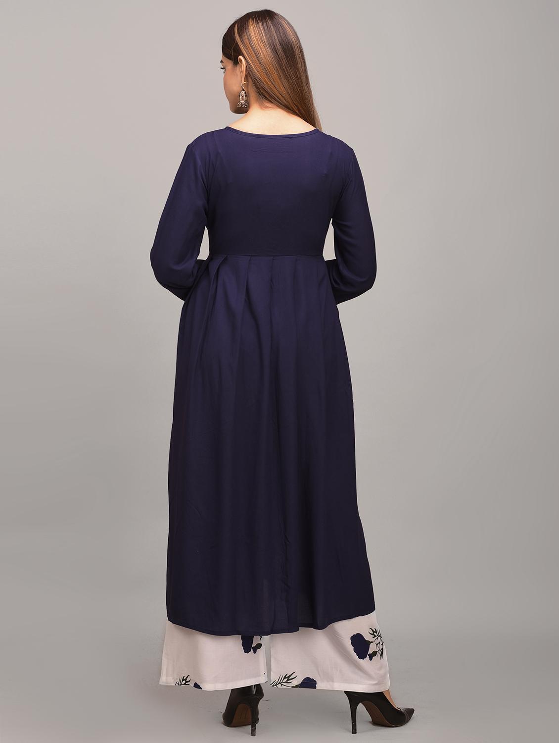 solid flared kurta - 17684891 - Zoom Image - 4