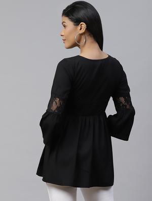bell sleeved mesh panel top - 17685062 - Standard Image - 3