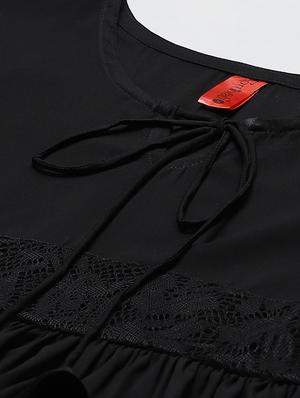 bell sleeved mesh panel top - 17685062 - Standard Image - 5