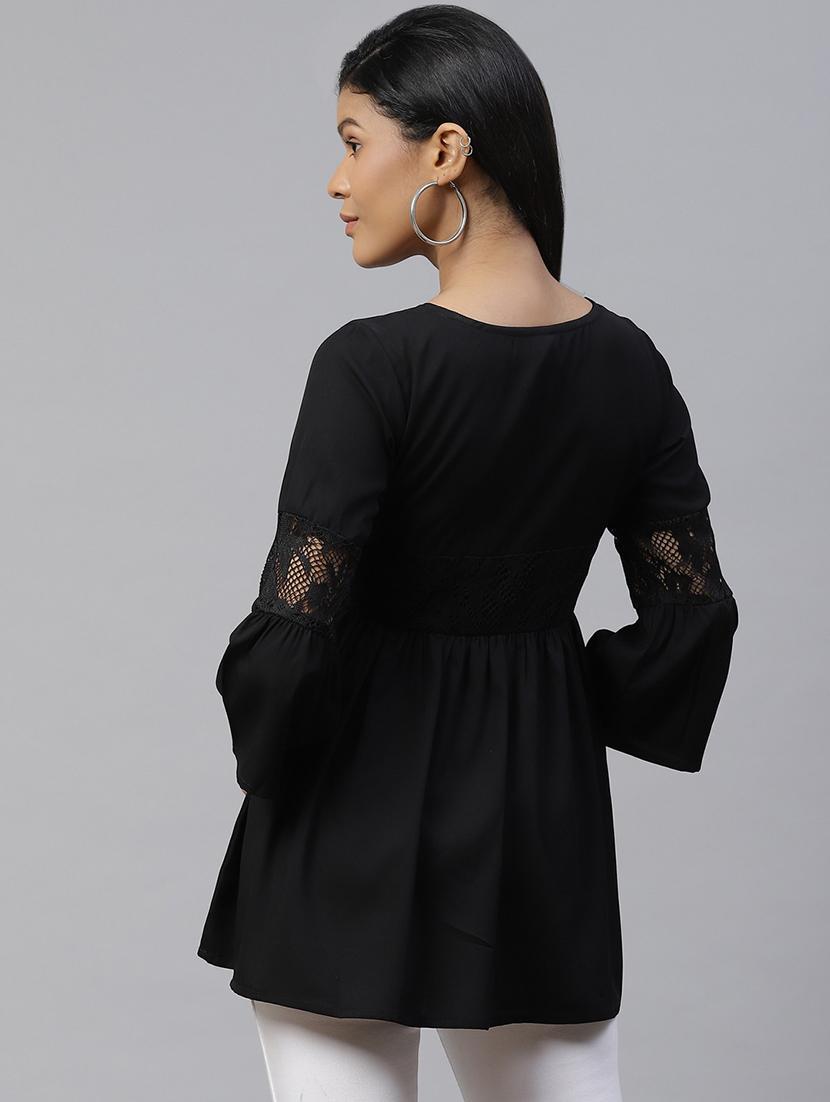 bell sleeved mesh panel top - 17685062 - Zoom Image - 3