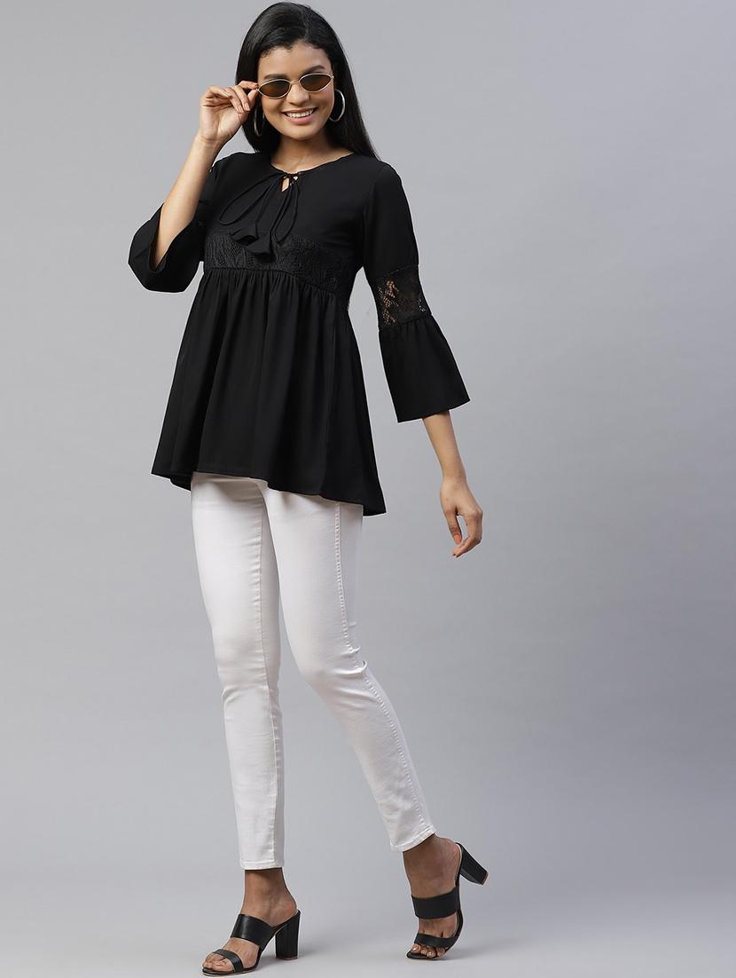bell sleeved mesh panel top - 17685062 - Zoom Image - 4