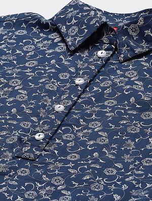 shirt collar floral a line top - 17685066 - Standard Image - 5