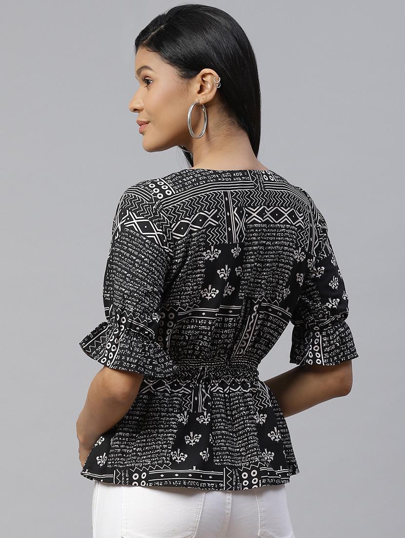 tie front printed wrap top - 17685069 - Zoom Image - 3
