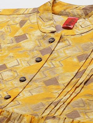 mandarin neck geometric top - 17685072 - Standard Image - 5