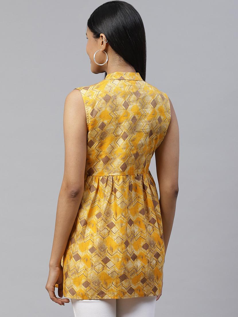 mandarin neck geometric top - 17685072 - Zoom Image - 3