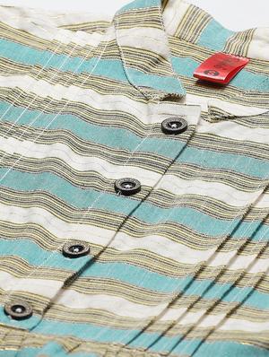mandarin neck striped top - 17685073 - Standard Image - 5