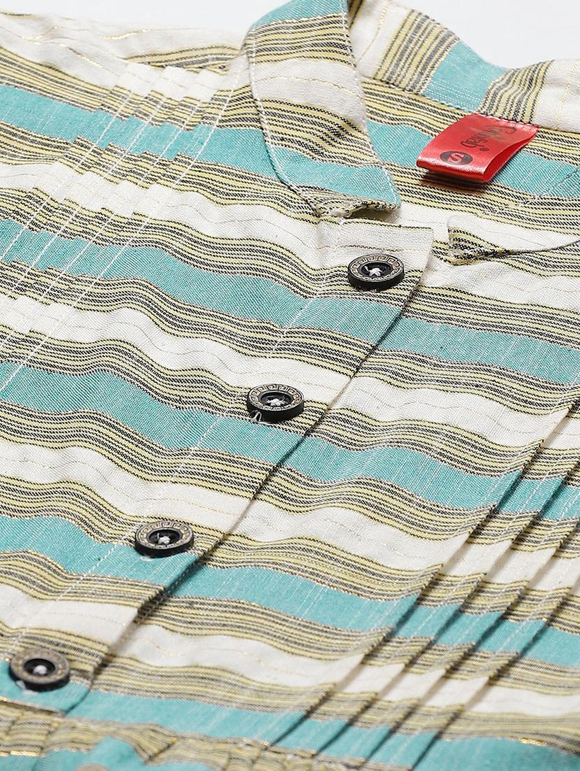 mandarin neck striped top - 17685073 - Zoom Image - 5