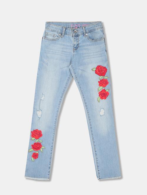 blue patch work denim jeans - 17685199 - Standard Image - 1