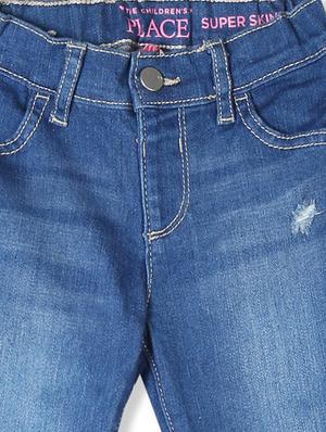 blue cotton blend distressed jean - 17685266 - Standard Image - 3