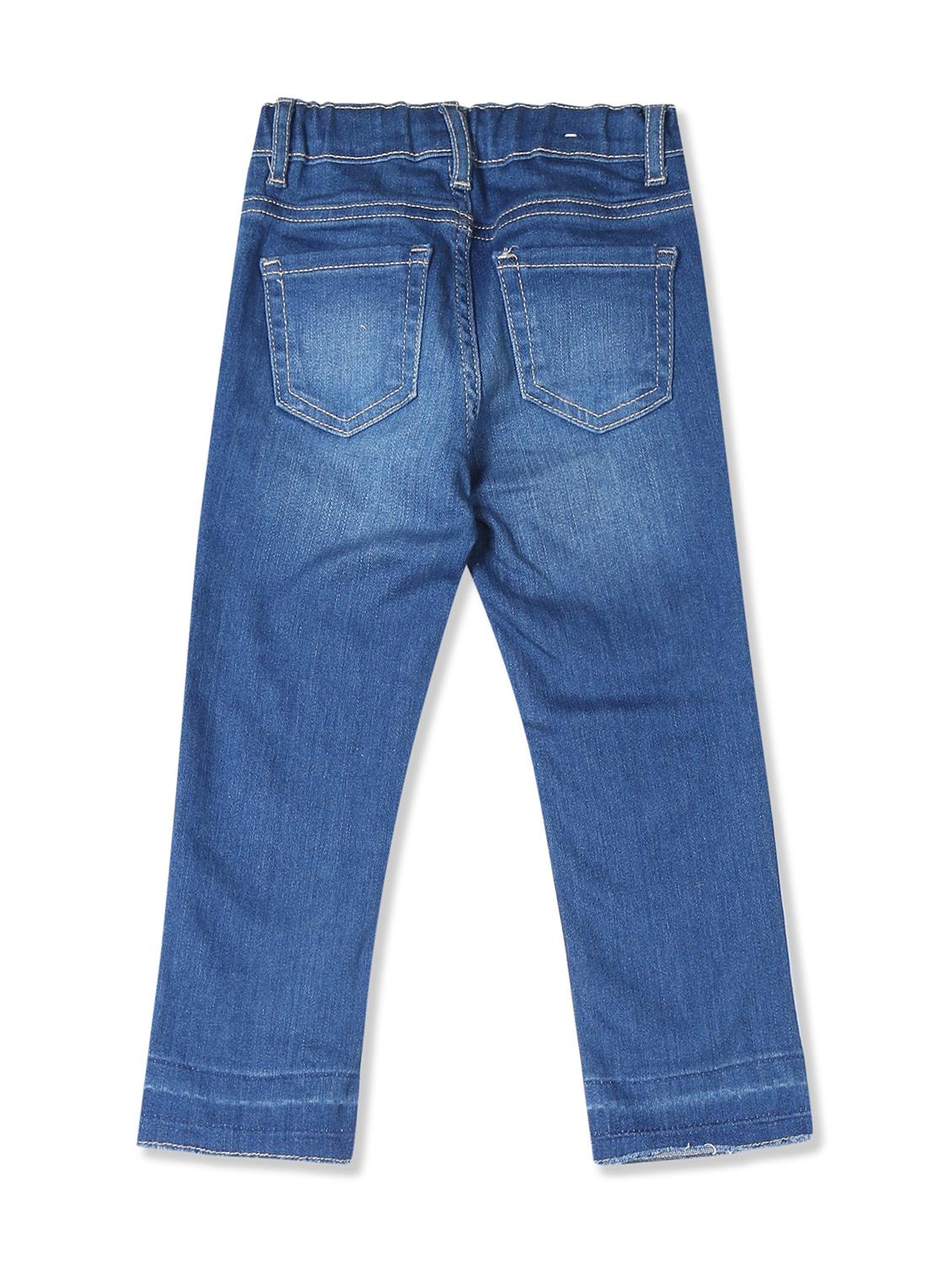 blue cotton blend distressed jean - 17685266 - Zoom Image - 2