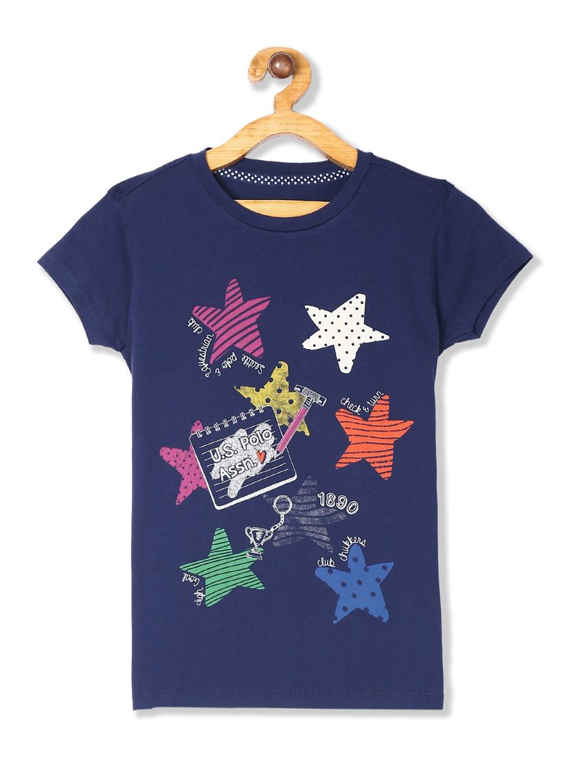 blue cotton graphic tee - 17685956 - Zoom Image - 1