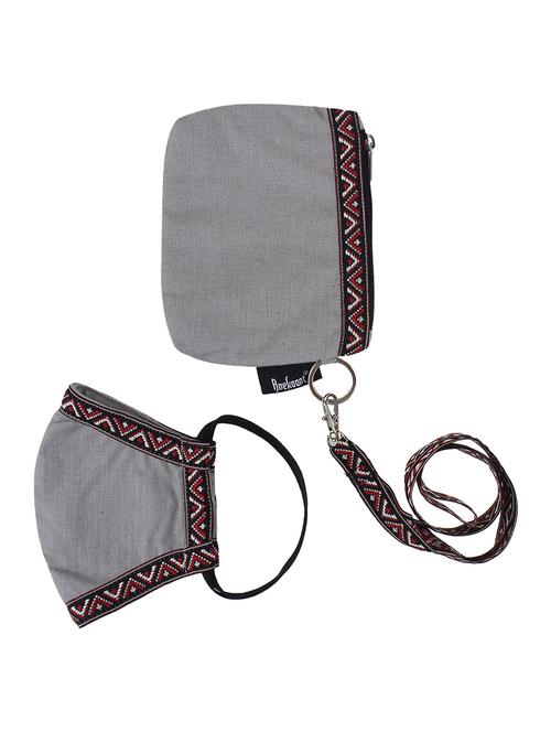 grey cotton solid women mask with sling bag - 17686886 -  Standard Image - 0