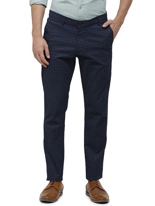 navy blue checkered chinos - 17686890 - Very Small Image - 1