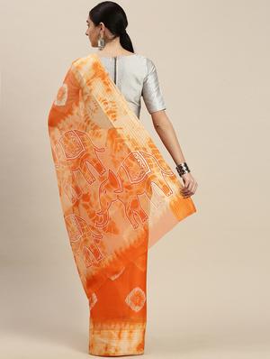 orange khadi kota doria saree with blouse - 17687292 - Standard Image - 2