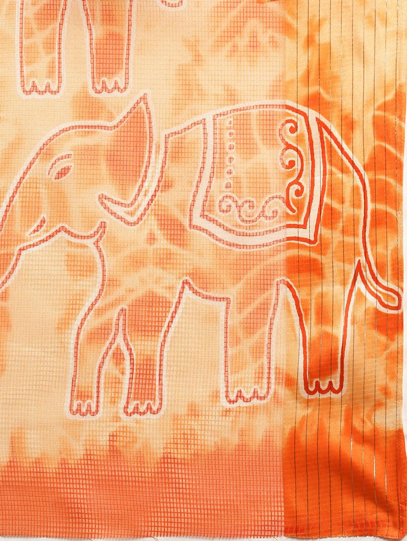 orange khadi kota doria saree with blouse - 17687292 - Zoom Image - 4