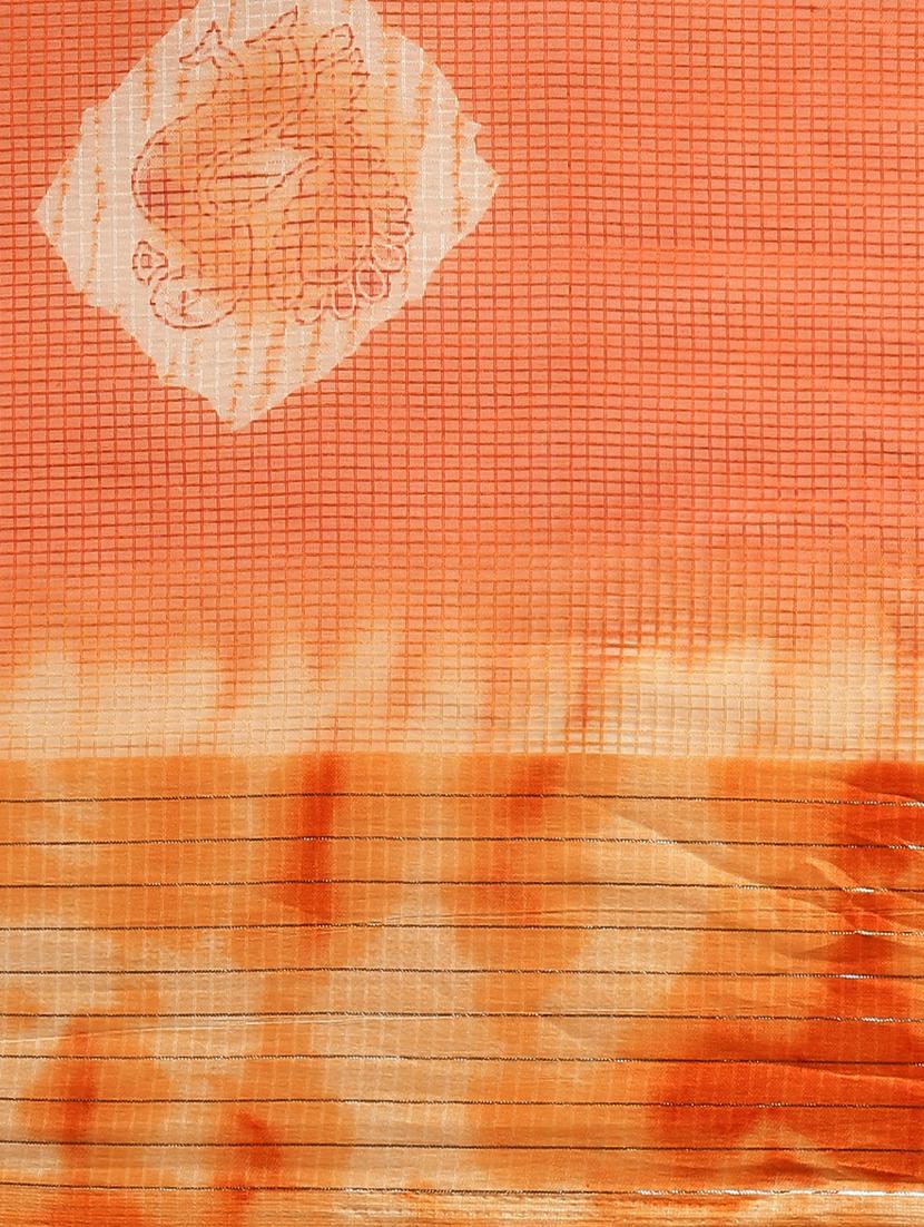 orange khadi kota doria saree with blouse - 17687292 - Zoom Image - 5