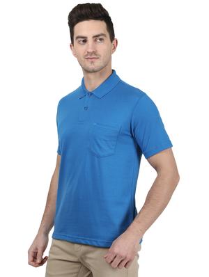 blue solid polo t-shirt - 17687357 - Standard Image - 2