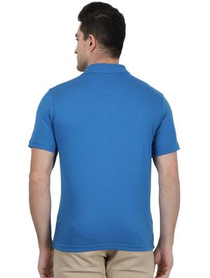 blue solid polo t-shirt - 17687357 - Standard Image - 3
