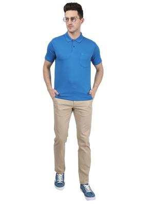 blue solid polo t-shirt - 17687357 - Standard Image - 4