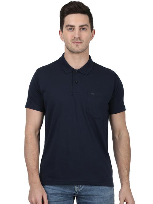 blue solid polo t-shirt - 17687364 - Standard Image - 1