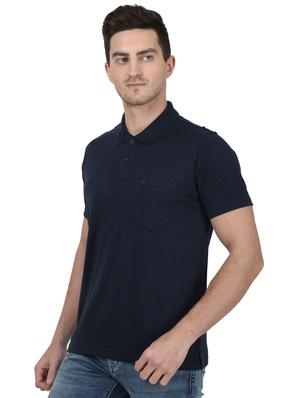 blue solid polo t-shirt - 17687364 - Standard Image - 2