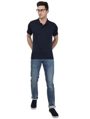 blue solid polo t-shirt - 17687364 - Standard Image - 4