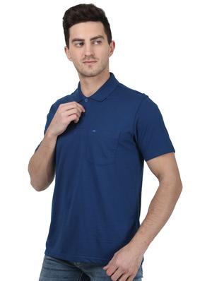 blue solid polo t-shirt - 17687365 - Standard Image - 2