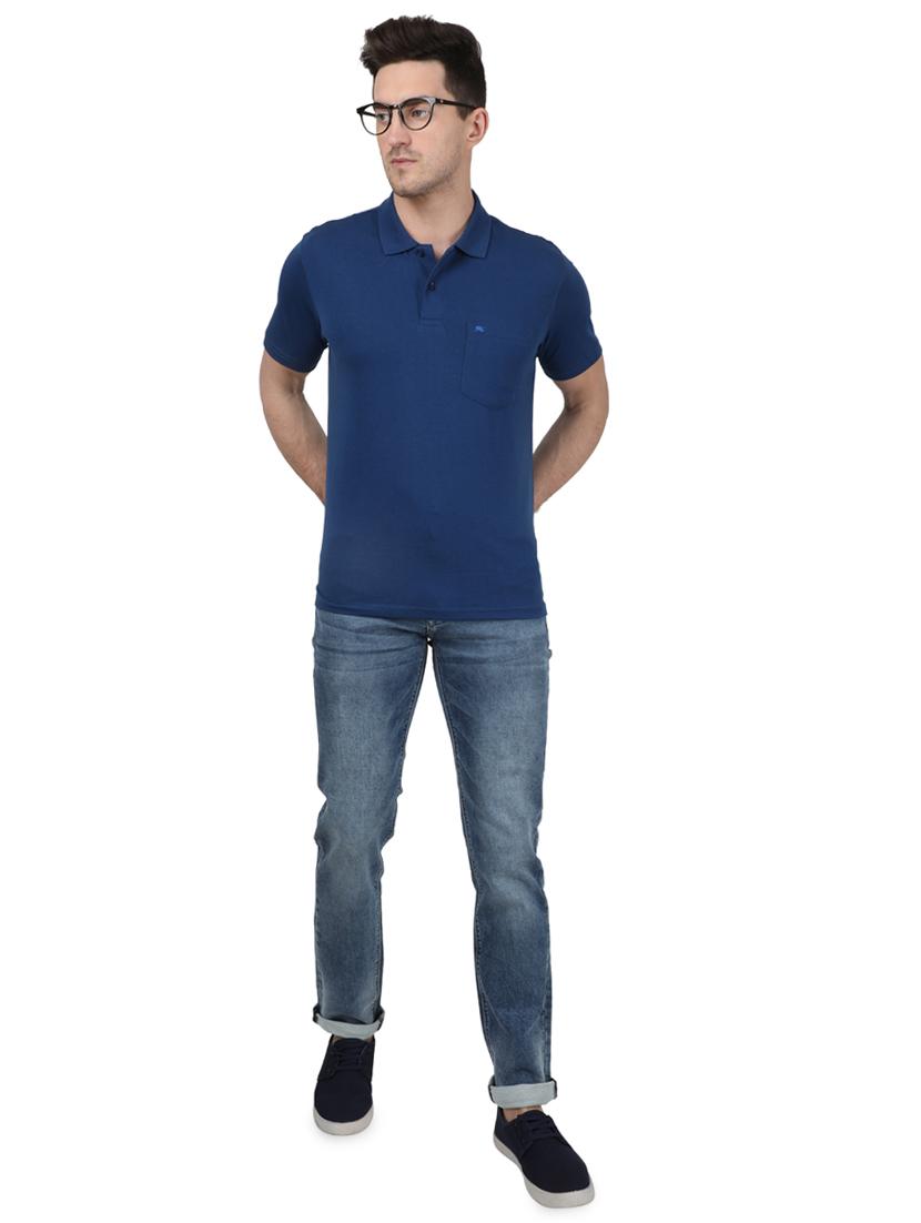 blue solid polo t-shirt - 17687365 - Zoom Image - 4