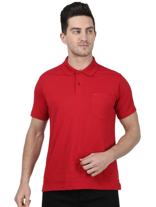 red solid polo t-shirt - 17687367 - Standard Image - 1
