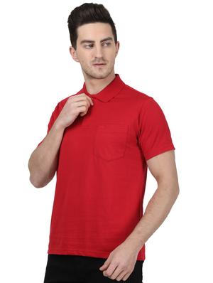 red solid polo t-shirt - 17687367 - Standard Image - 2