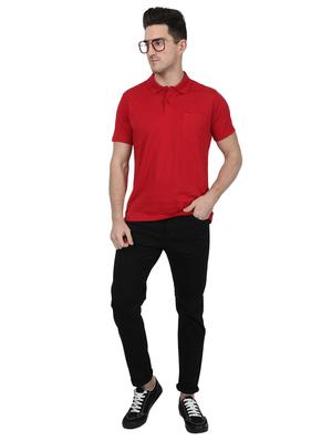 red solid polo t-shirt - 17687367 - Standard Image - 4
