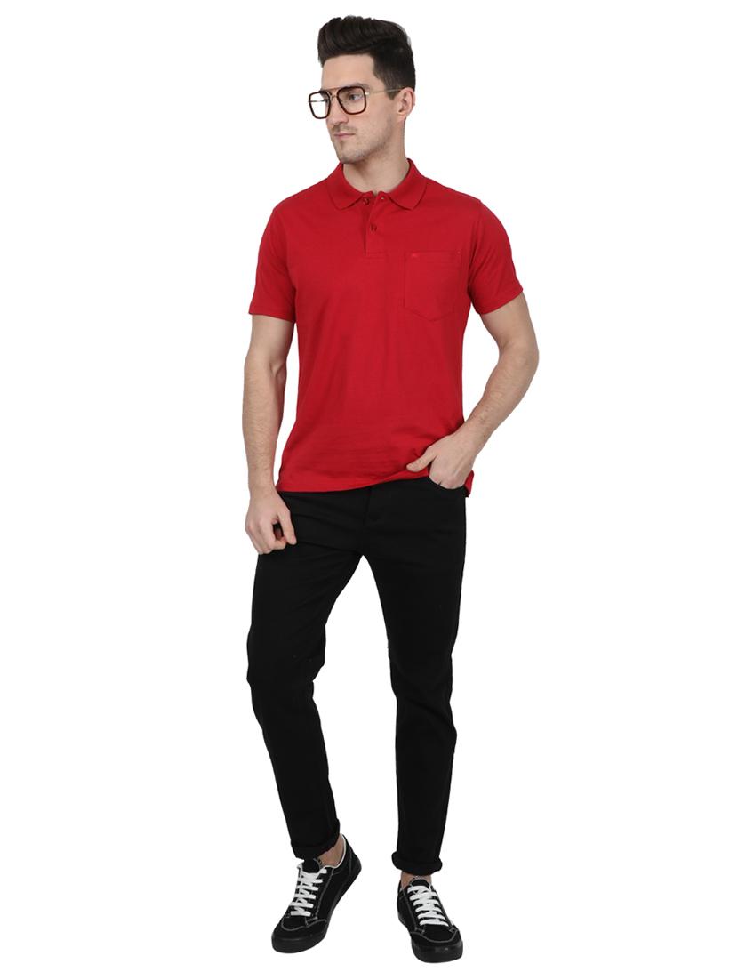 red solid polo t-shirt - 17687367 - Zoom Image - 4