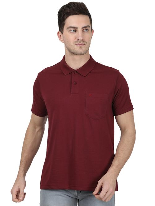 red solid polo t-shirt - 17687368 - Standard Image - 1