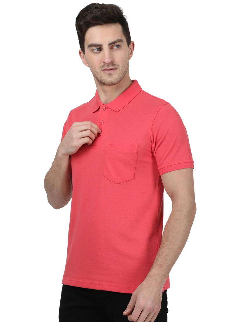 pink solid polo t-shirt - 17687372 - Zoom Image - 2