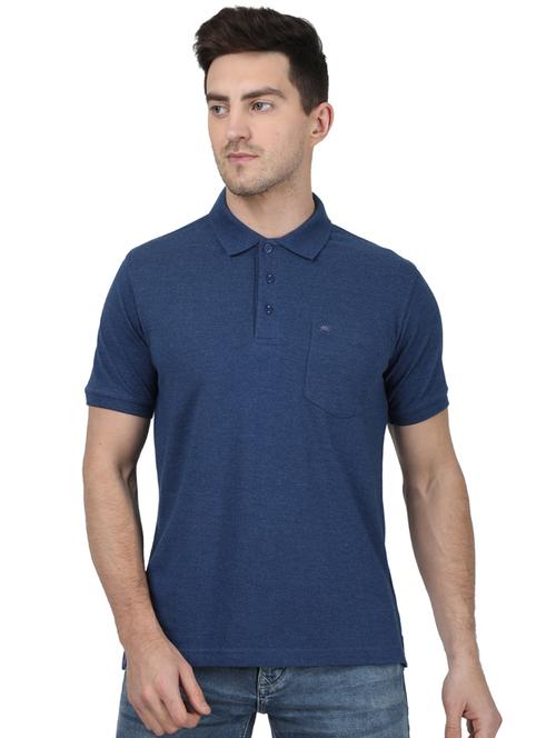 blue solid polo t-shirt - 17687373 - Standard Image - 1