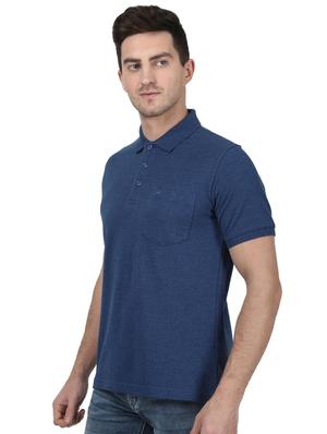blue solid polo t-shirt - 17687373 - Standard Image - 2