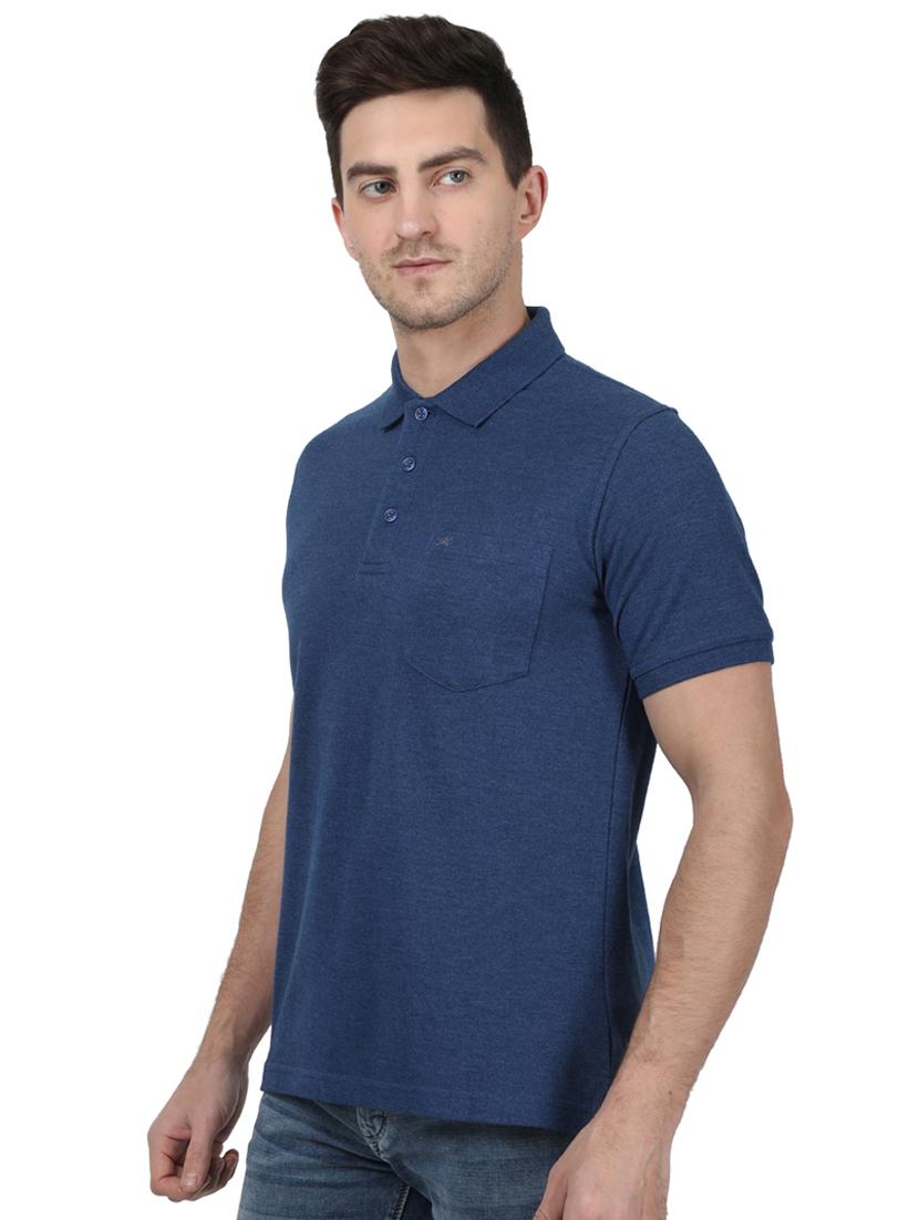 blue solid polo t-shirt - 17687373 - Zoom Image - 2