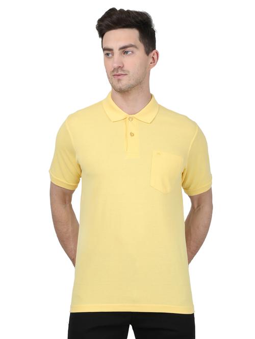 yellow solid polo t-shirt - 17687385 - Standard Image - 1