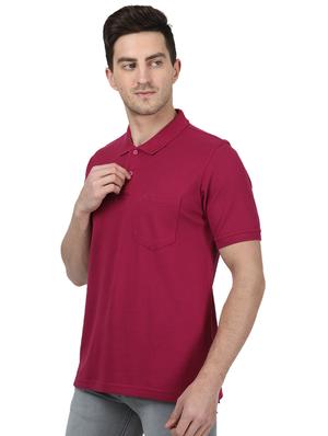 pink solid polo t-shirt - 17687386 - Standard Image - 2